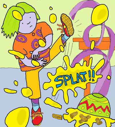 child kicks bowl over in a temper